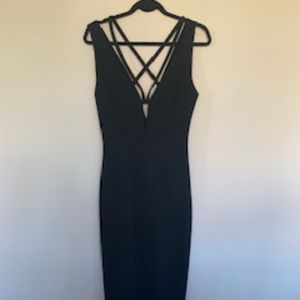 Vintage Rex Lester Black Strappy Sexy Long Dress